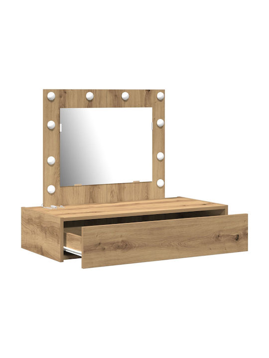 Wandmontierte Schminktisch Schlafzimmer Holz Artisan Oak mit Spiegel 83x40x70cm