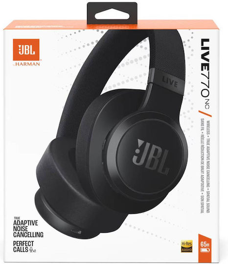 JBL Live 770NC Kabellos / Kabelgebunden Über Ohr Kopfhörer mit 65 Stunden Betriebszeit und Quick Charge Schwarz