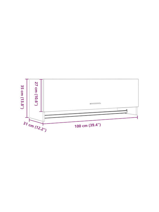 vidaXL Ράγα Μπάνιου Μονή Επιτοίχια με Βίδες ​100x32.5cm Μαύρη