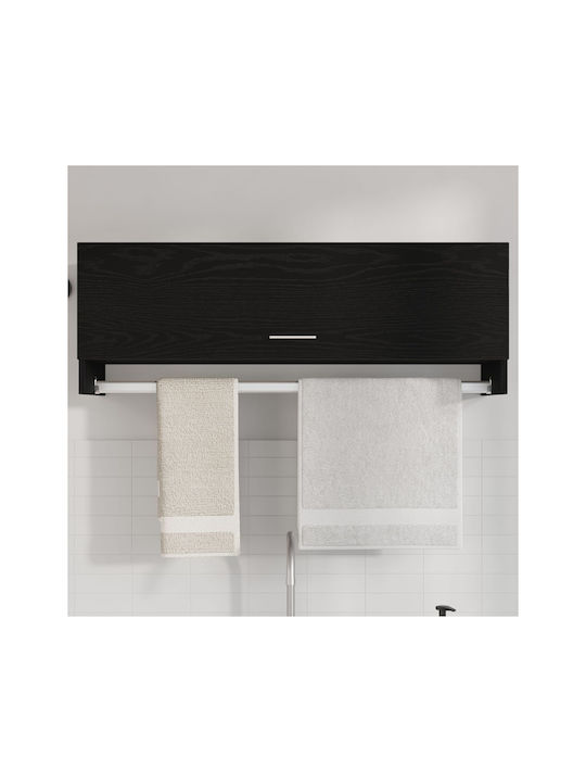 vidaXL Ράγα Μπάνιου Μονή Επιτοίχια με Βίδες ​100x32.5cm Μαύρη
