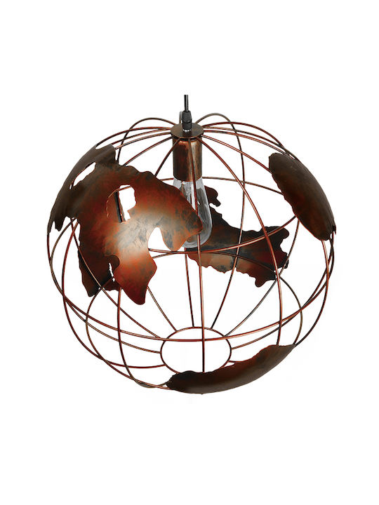 GloboStar Earth Κρεμαστό Φωτιστικό Καφέ Πλέγμα με Ντουί E27 40x40εκ.