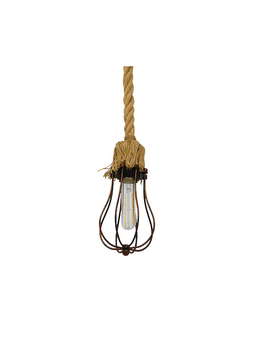 GloboStar Camber Pendant Light Beige Grid with Socket E27 11x25cm