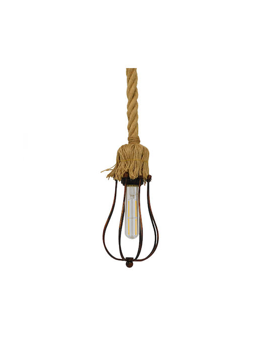 GloboStar Camber Pendant Light Beige Grid with Socket E27 11x25cm