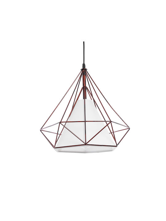 GloboStar Kairi Pendant Light Brown Grid with Socket E27 38x38x39cm