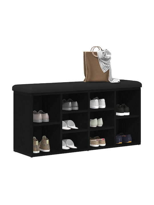 Entry Furniture with Shoe Rack & Bench Black Oak 100x30x48cm