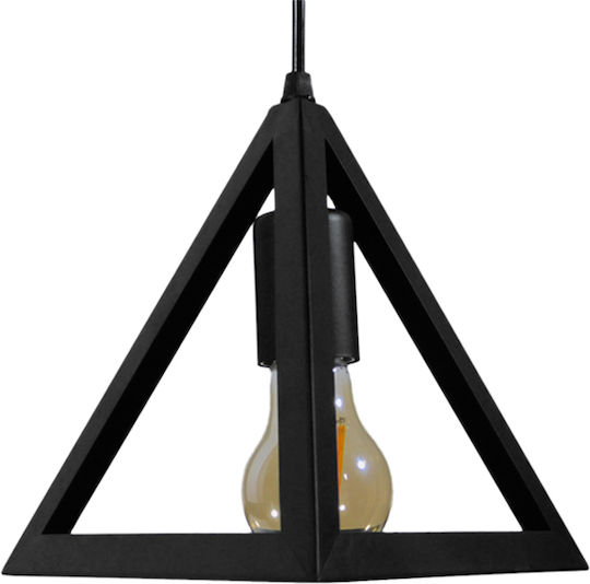 GloboStar Triangle Κρεμαστό Φωτιστικό Μαύρο Πλέγμα με Ντουί E27 25x21x21εκ.