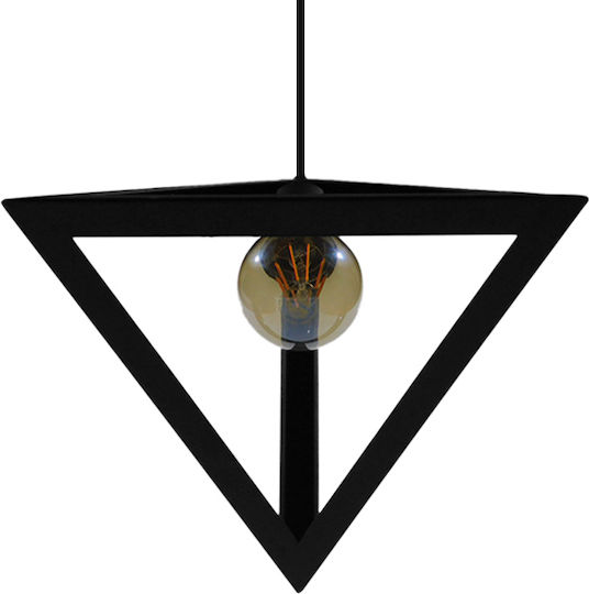 GloboStar Triangle Κρεμαστό Φωτιστικό Μαύρο Πλέγμα με Ντουί E27 25x21x21εκ.