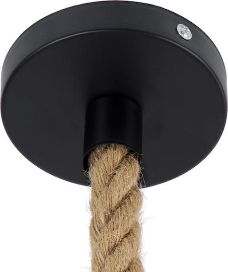 GloboStar Poli Brown Ceiling Light with Rope for E27 Socket 31x31x14cm
