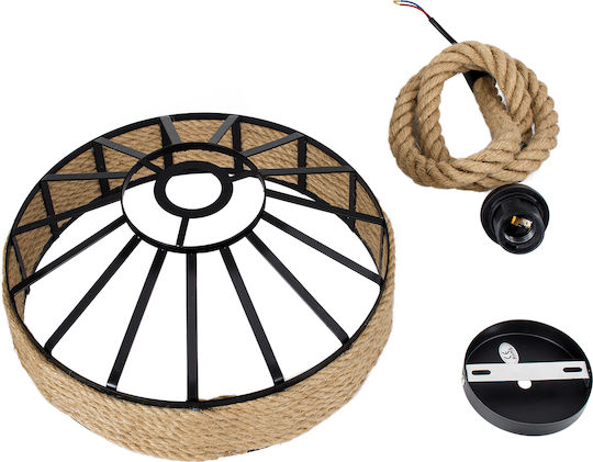 GloboStar Poli Brown Ceiling Light with Rope for E27 Socket 31x31x14cm