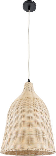 GloboStar Bahamas Light Wood Висящо Таванно Осветително Тяло Бежова Камбанка с Цокъл E27 30x30x40см