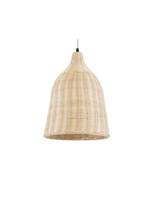 GloboStar Bahamas Light Wood Pendant Light Beige Bell with Socket E27 30cm