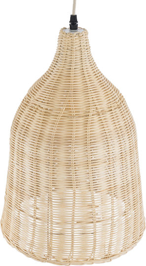 GloboStar Bahamas Light Wood Висящо Таванно Осветително Тяло Бежова Камбанка с Цокъл E27 30x30x40см