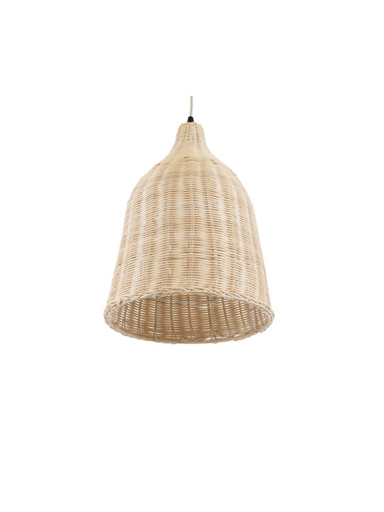 GloboStar Bahamas Light Wood Pendant Light Beige Bell with Socket E27 30cm