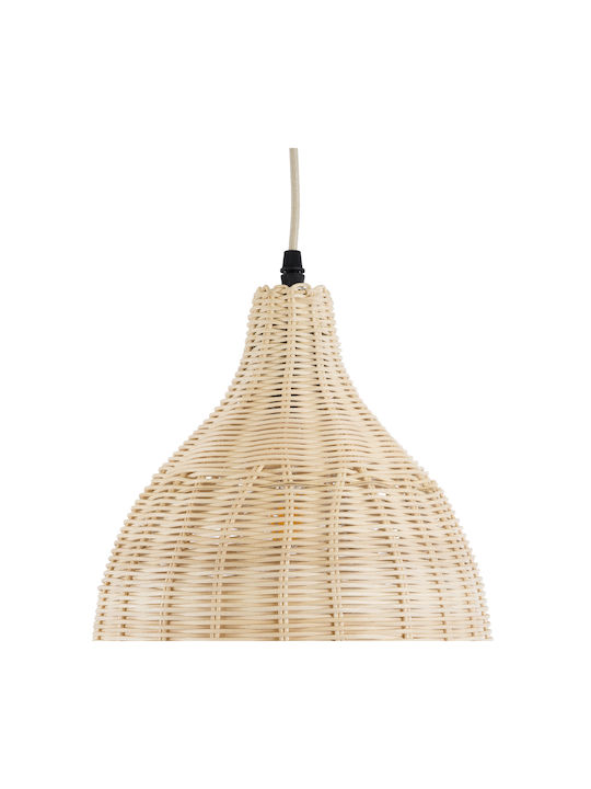 GloboStar Bahamas Light Wood Pendant Light Beige Bell with Socket E27 30cm