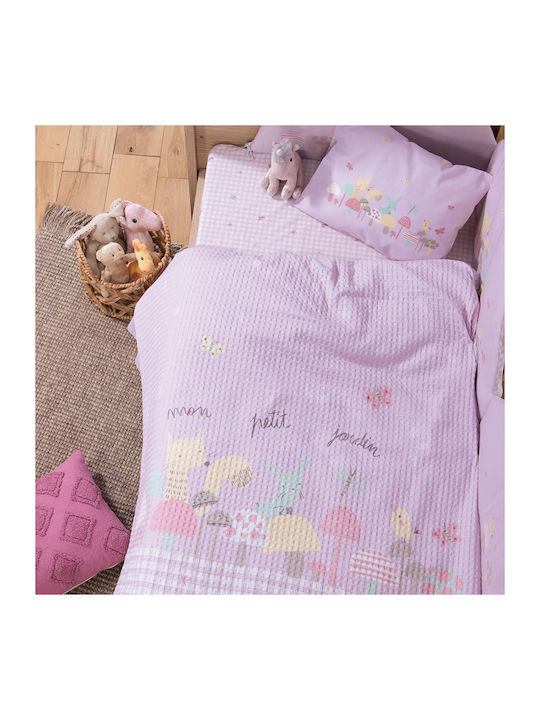 Nef-Nef Homeware Blanket Nursery Swaddling Blankets Mon Petit Jardin Waffle Lilac 80x110cm