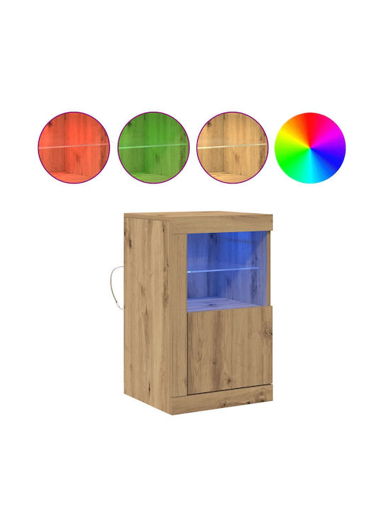 Wall Living Room Display Cabinet made of Particleboard with Glass & Lighting Artisan Oak 41x37x67cm