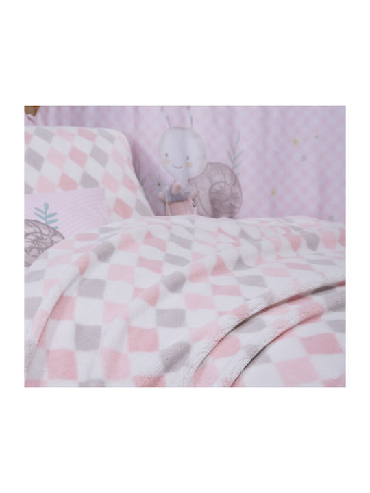 Nef-Nef Homeware Blanket Cot Rhombus Fleece Pink Pink 110x150cm