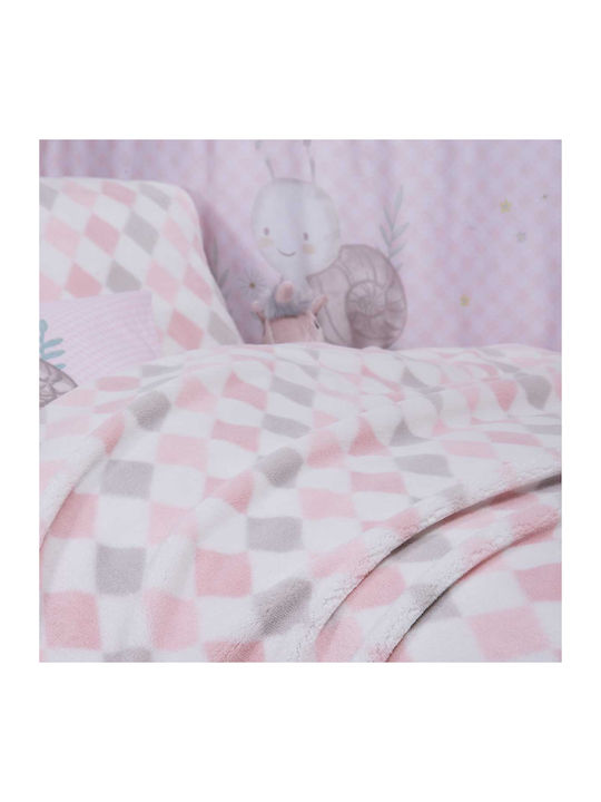 Nef-Nef Homeware Blanket Cot Rhombus Fleece Pink Pink 110x150cm