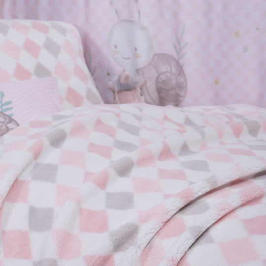 Nef-Nef Homeware Decke Kinderbett Rhombus Vlies Rosa Pink 110x150cm