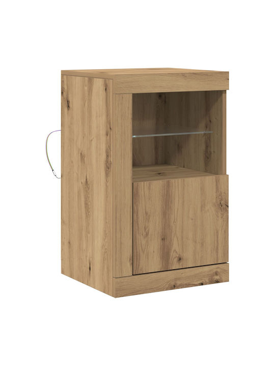 Wall Living Room Display Cabinet made of Particleboard with Glass & Lighting Artisan Oak 41x37x67cm