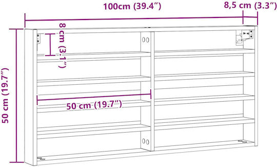 Raft Negru Stejar 100x8.5x50 cm