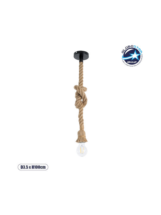 GloboStar Rope Pendant Light Beige with Rope for Socket E27 3.5x3.5x100cm