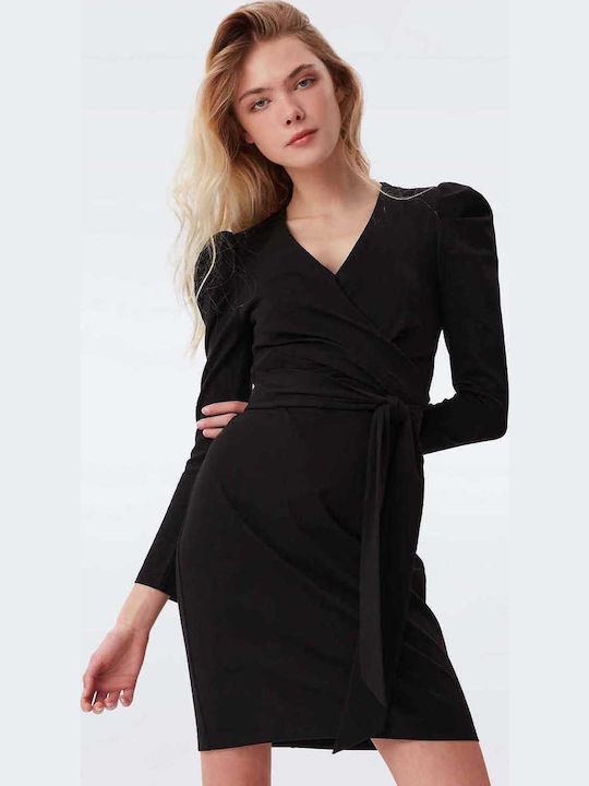 Rochie Mini Wrap-Around Neagră