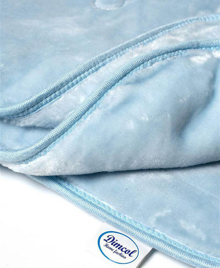 Dimcol Blanket Cot Bebe Velvet Blue Baby Blue 140x110cm
