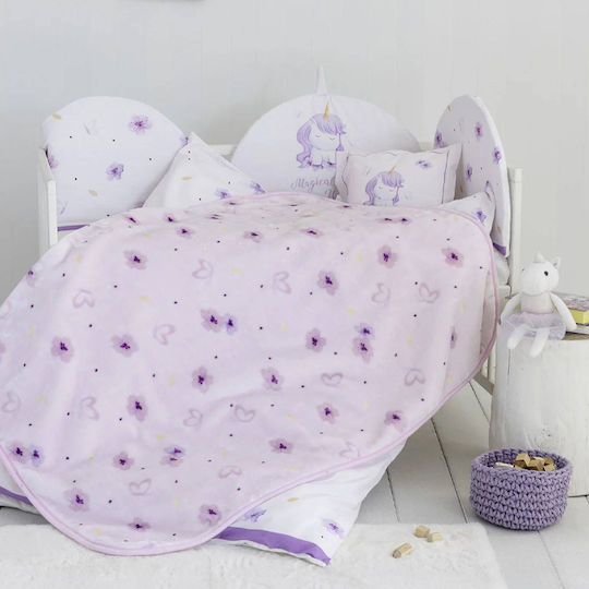 Nima Κουβέρτα Κούνιας Magical Unicorn Βελουτέ Λιλά Λιλά 110x140εκ.