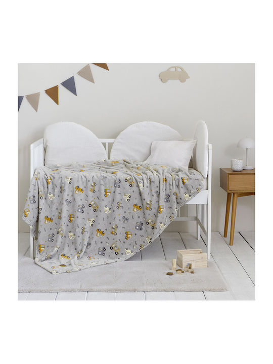 Nima Baby Blanket Cot Dino Town Fleece Grey Dino Town 110x150cm