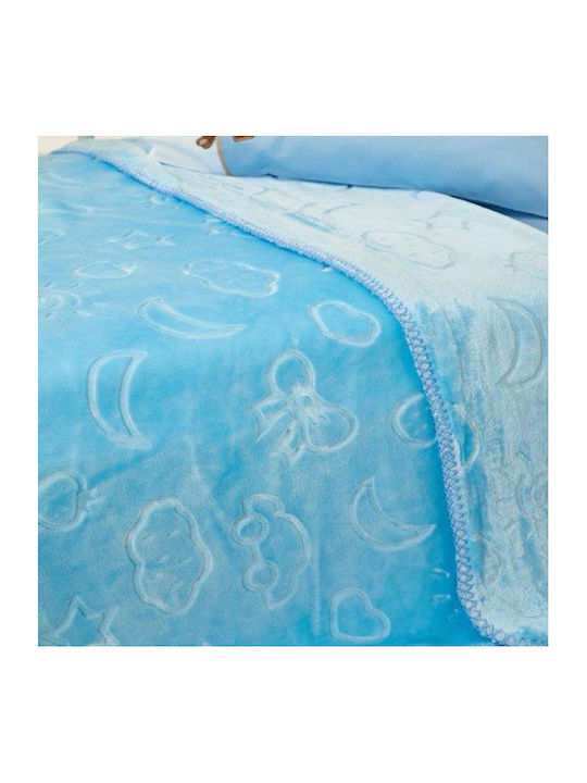 Whitegg Blanket Cot Velvet Blue 110x140cm