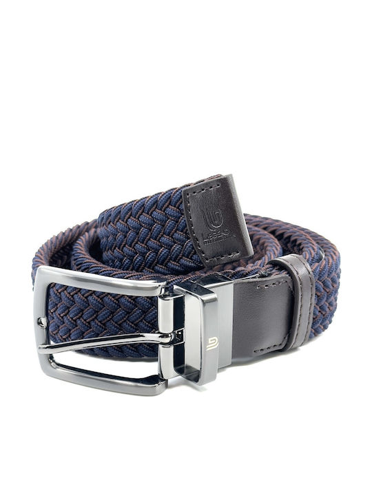 Elastic Men's Belt Leather Knitted Double Sided Brown