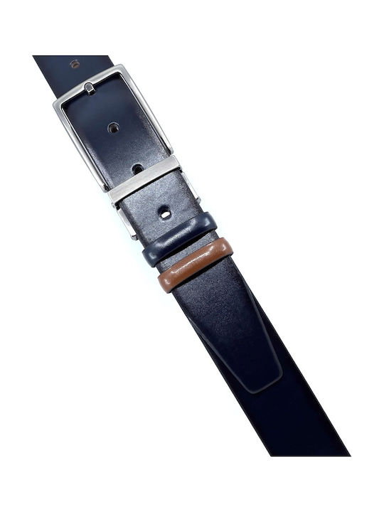 Men's Belt from Artificial Leather Double Sided Blue
