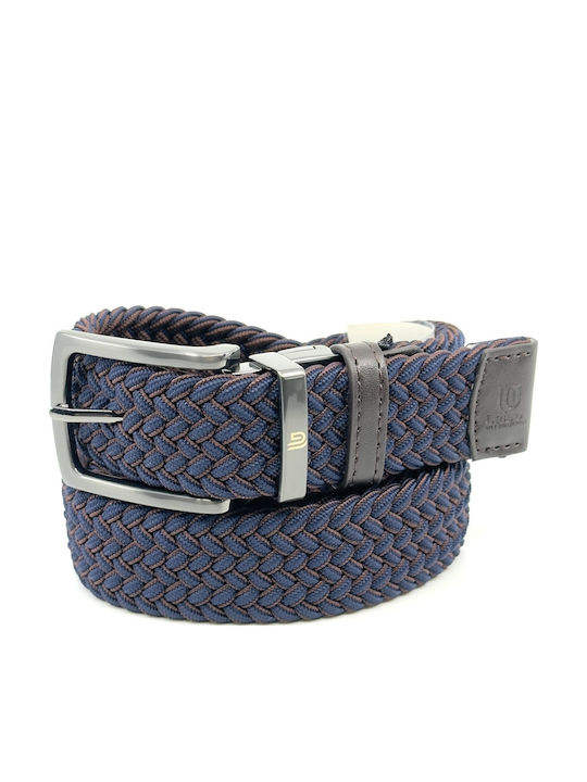Elastic Men's Belt Leather Knitted Double Sided Brown