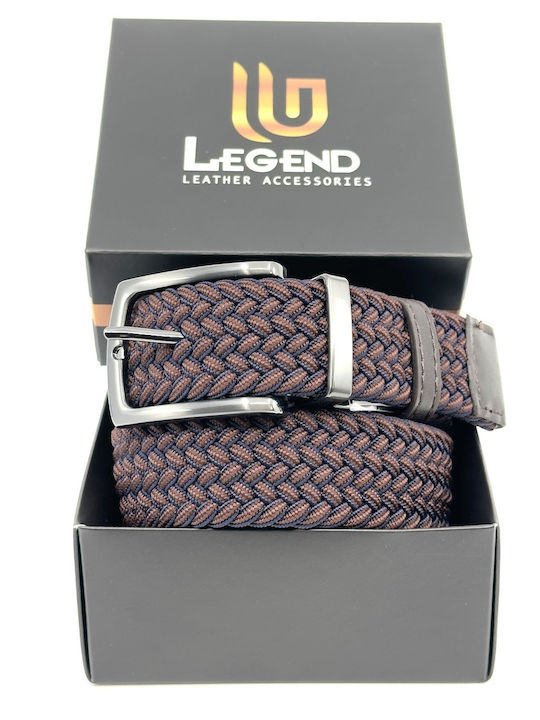 Elastic Men's Belt Leather Knitted Double Sided Brown