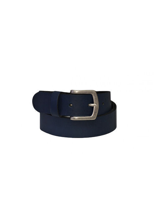 Breit Herren Gürtel Leder Blau