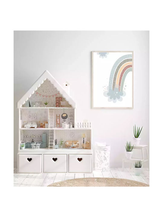 Tablou Copilăresc Blue Rainbow cu Ramă Neagră din Lemn 21x30buc