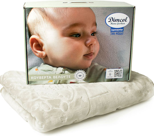 Dimcol Blanket Cot Bebe Bicycle Bear 22 Velvet Beige 110x140cm