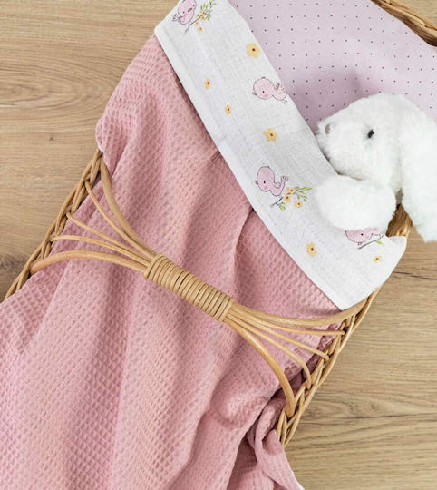 Borea Decke Wickeltücher für Kinderzimmer Birdie Waffel Rosa 80x110cm