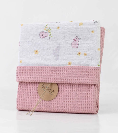 Borea Decke Wickeltücher für Kinderzimmer Birdie Waffel Rosa 80x110cm