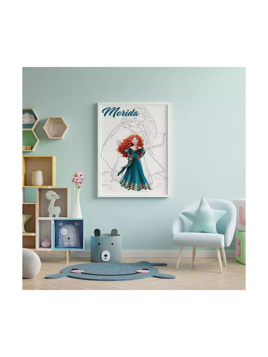 Παιδικό Κάδρο Princess Merida με Μαύρη Κορνίζα από Ξύλο 21x30εκ.
