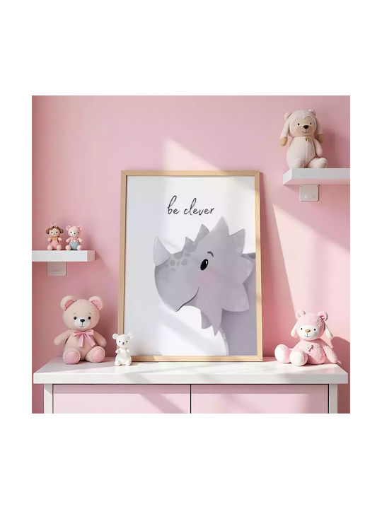 Kids Framed Wall Painting With Dinosaur Be Clever 30x40cm