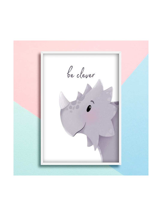 Kids Framed Wall Painting With Dinosaur Be Clever 30x40cm
