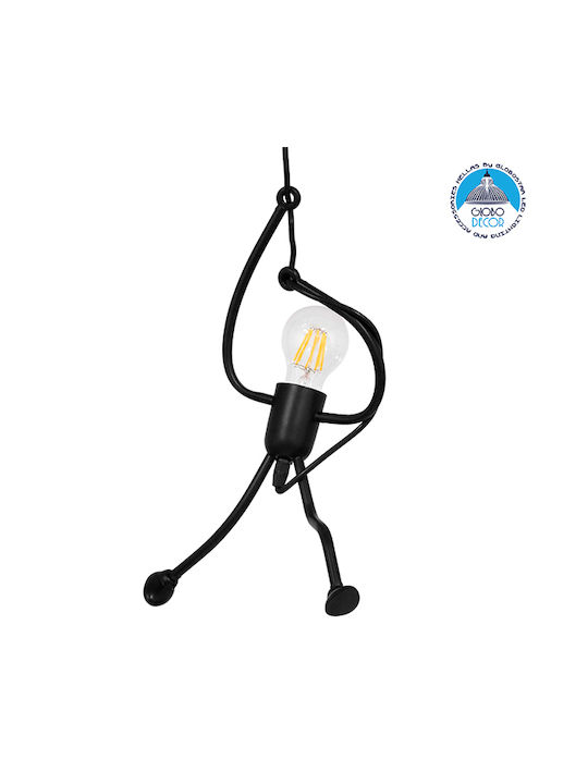 GloboStar Little Man Pendant Light Black with Socket E27 37x23x40cm