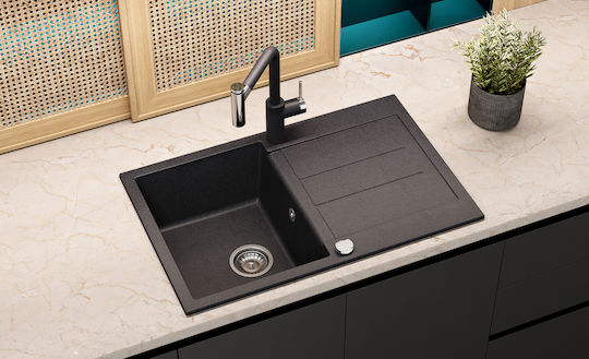 Tesa SQT101 Eingebauter Küchenspüle aus Flüssigem Granit M78xB50cm Graue