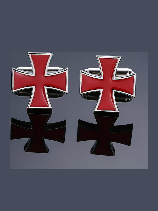 Set Men's Cufflinks from Steel in Red Color
