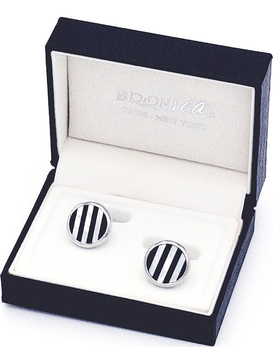 Zenza Bronica Cufflinks from Steel in Black Color