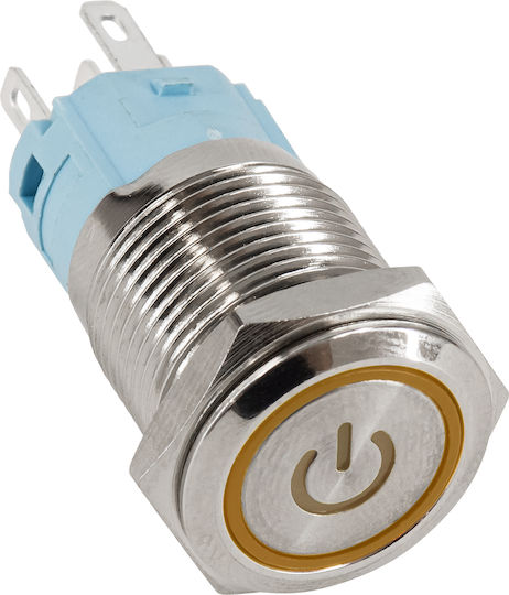 GloboStar Διακόπτης Μπουτόν 220-240V Με φωτισμό Πορτοκαλί