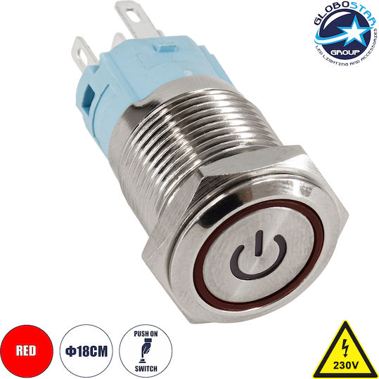 GloboStar On-Off switch Pushbutton with Lighting Red 1pcs