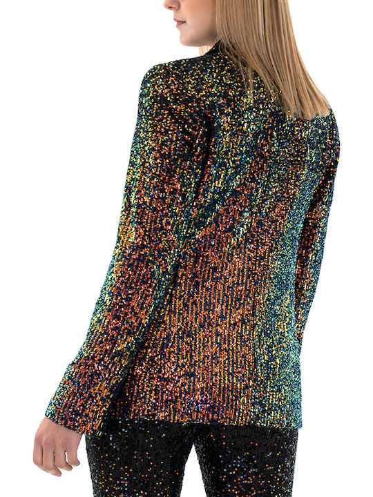 Twenty 29 Long Women's Blazer Black with Sequins